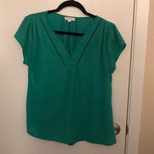 Green v-neck top